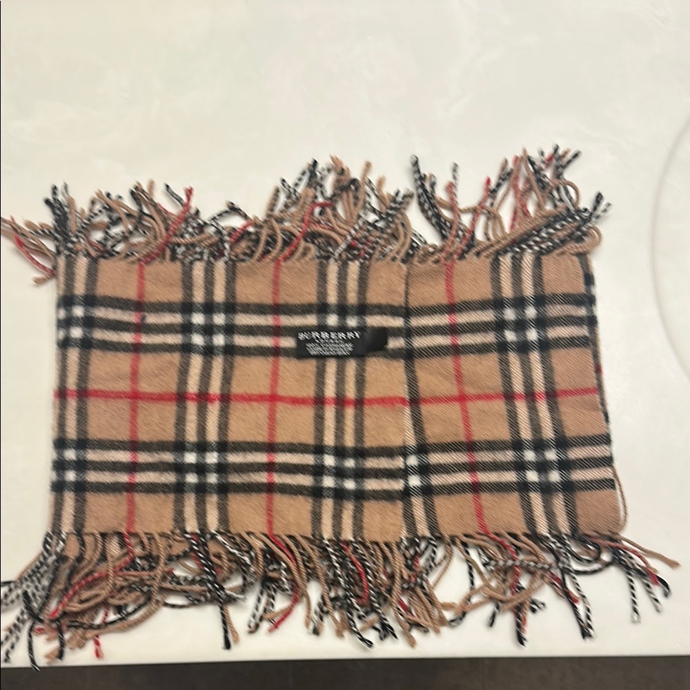 Burberry Classic Check Scarf in Tan, Black, Red